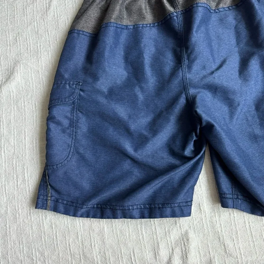 Speedo Mens Swim Trunks Blue Gray Shorts SZ M